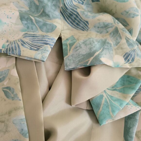 Maggy London 100% Silk Blue & Green Floral Print Dress Size 6 - Picture 7 of 7